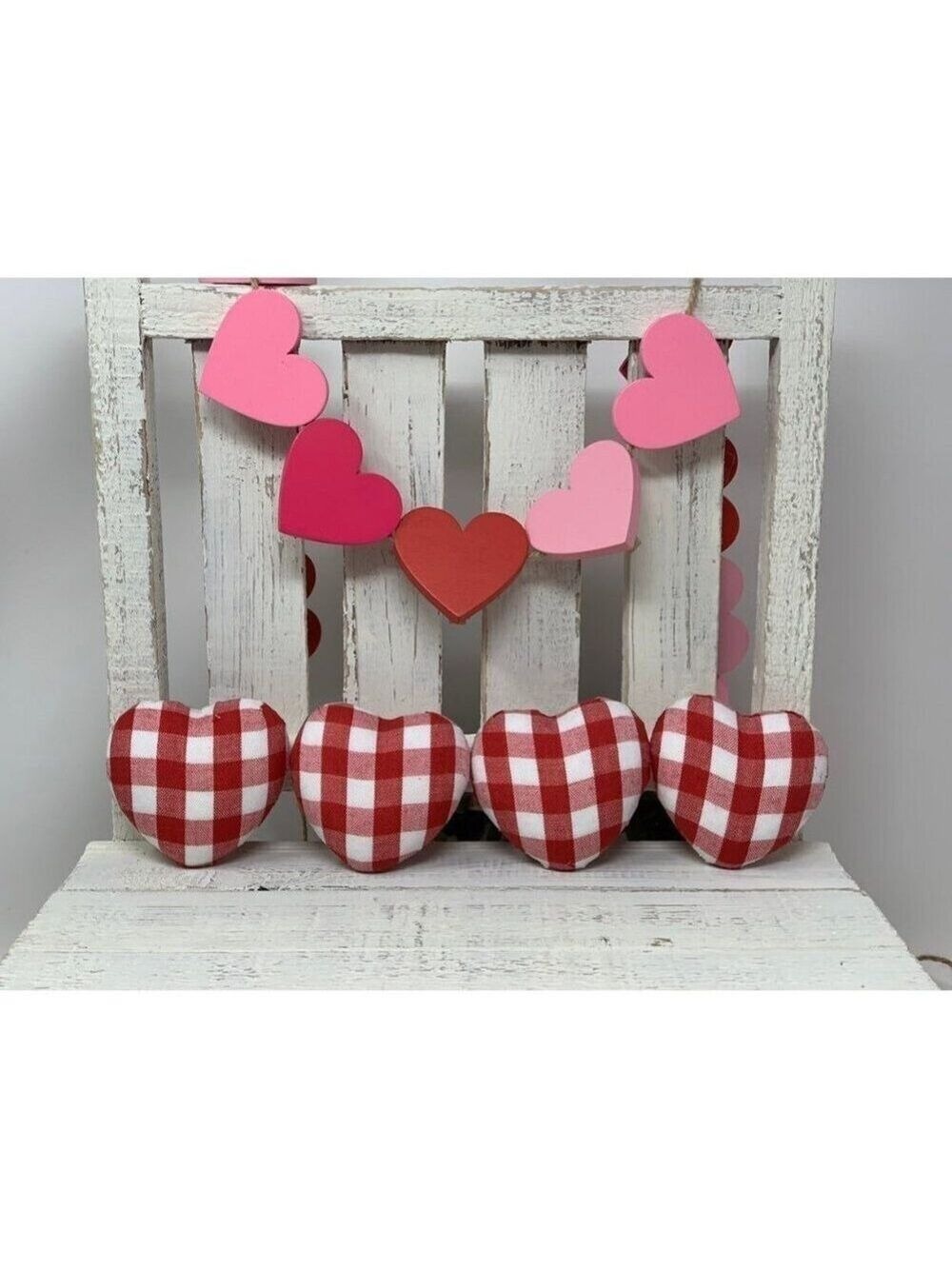 Valentine Bowl Fillers Red Buffalo Plaid Tiered Tray Shelf Decor Rustic Red Prim